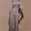 Scarlet Lurex Cowl Maxi Dress – Silver