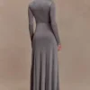 Scarlet Lurex Cowl Maxi Dress – Silver
