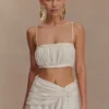 Scottie Shirred Linen Bandeau – Oat Marle