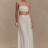 Scottie Shirred Linen Bandeau – Oat Marle