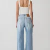 Sebastian Straight Leg Denim Jeans With Fray Hem – Washed Light Blue