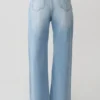Sebastian Straight Leg Denim Jeans With Fray Hem – Washed Light Blue