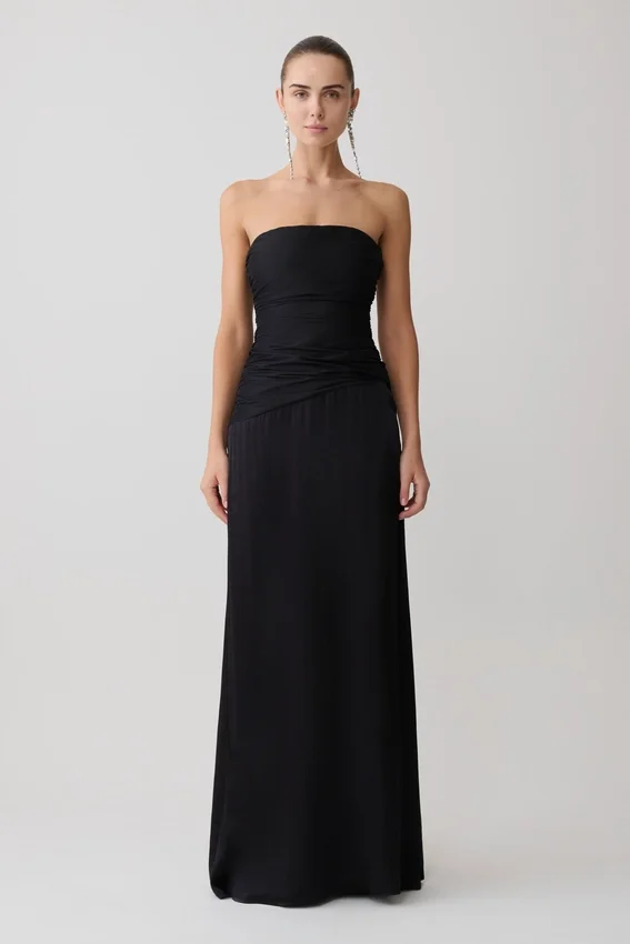 Serena Strapless Taffeta Maxi Dress – Black Serena Strapless Taffeta Maxi Dress – Black