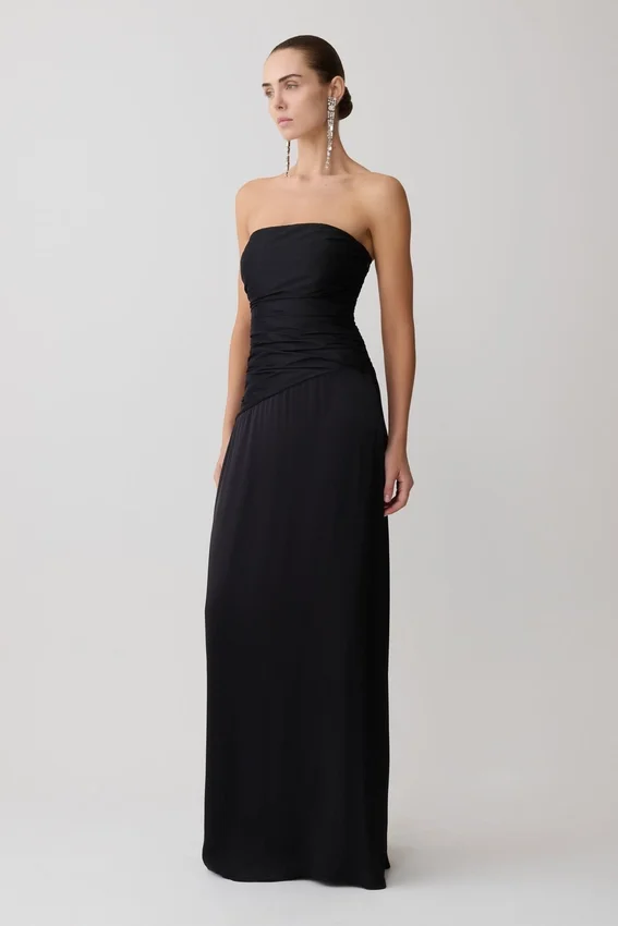 Serena Strapless Taffeta Maxi Dress – Black Serena Strapless Taffeta Maxi Dress – Black