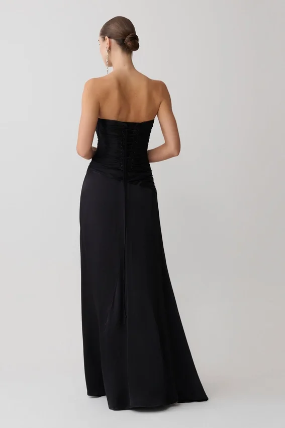 Serena Strapless Taffeta Maxi Dress – Black Serena Strapless Taffeta Maxi Dress – Black
