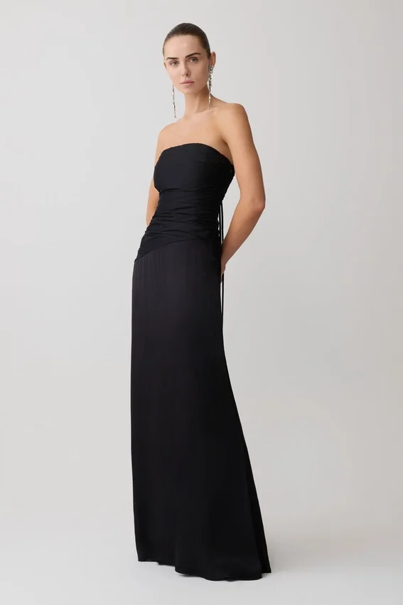 Serena Strapless Taffeta Maxi Dress – Black Serena Strapless Taffeta Maxi Dress – Black