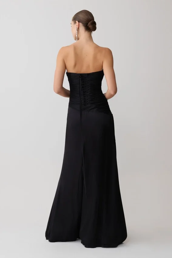 Serena Strapless Taffeta Maxi Dress – Black Serena Strapless Taffeta Maxi Dress – Black
