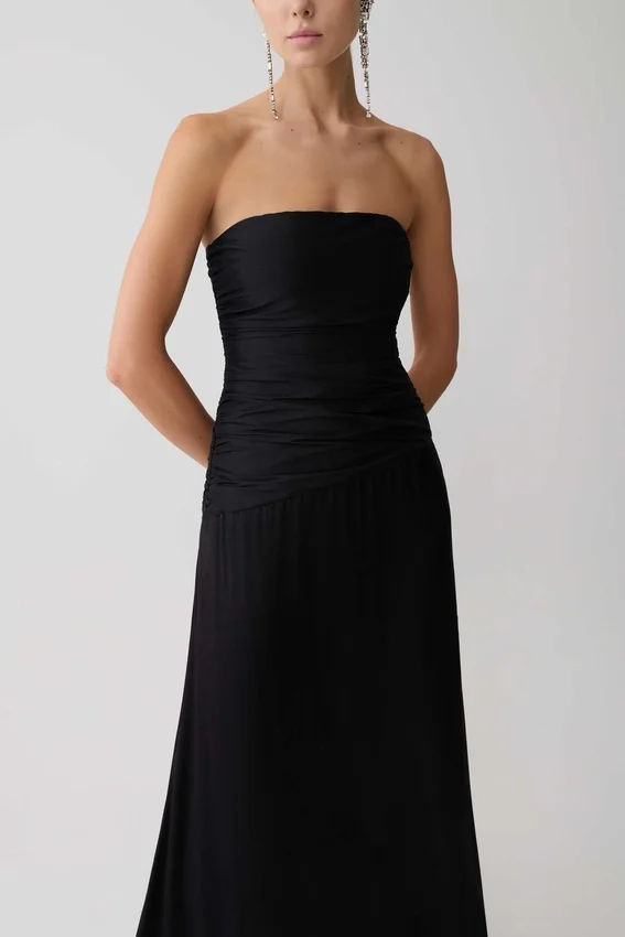 Serena Strapless Taffeta Maxi Dress – Black Serena Strapless Taffeta Maxi Dress – Black