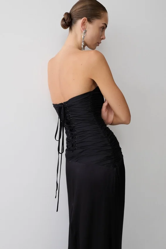 Serena Strapless Taffeta Maxi Dress – Black Serena Strapless Taffeta Maxi Dress – Black