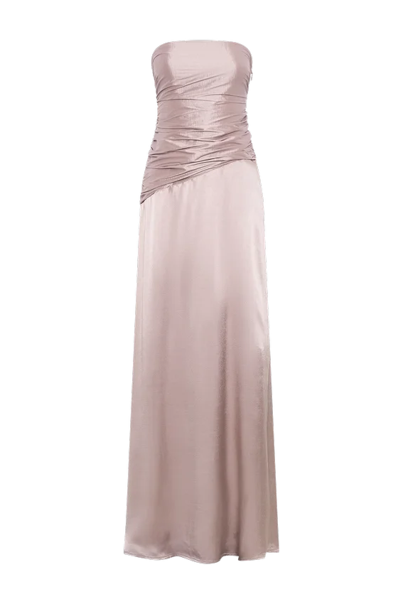 Serena Strapless Taffeta Maxi Dress – Bronze Taupe Serena Strapless Taffeta Maxi Dress – Bronze Taupe