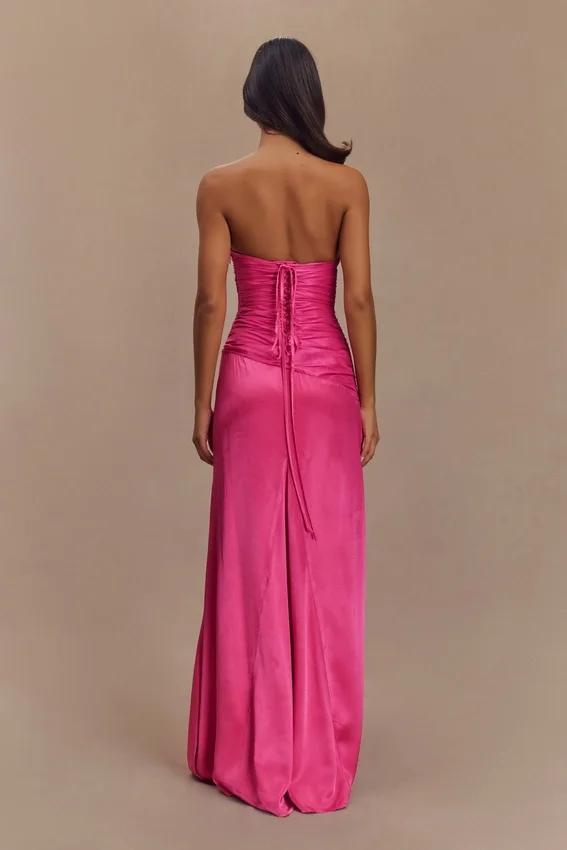 Serena Strapless Taffeta Maxi Dress – Crimson Pink Serena Strapless Taffeta Maxi Dress – Crimson Pink