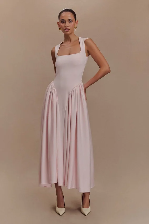 Sharon Scuba Jersey Midi Dress – Ballet Pink Sharon Scuba Jersey Midi Dress – Ballet Pink