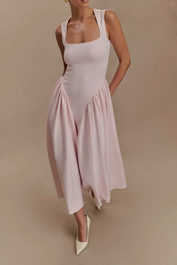 Sharon Scuba Jersey Midi Dress – Ballet Pink Sharon Scuba Jersey Midi Dress – Ballet Pink