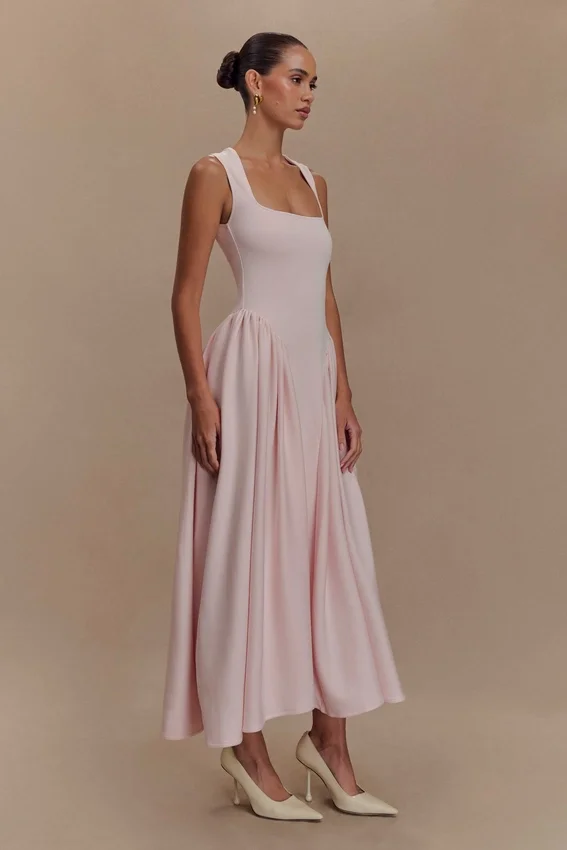 Sharon Scuba Jersey Midi Dress – Ballet Pink Sharon Scuba Jersey Midi Dress – Ballet Pink