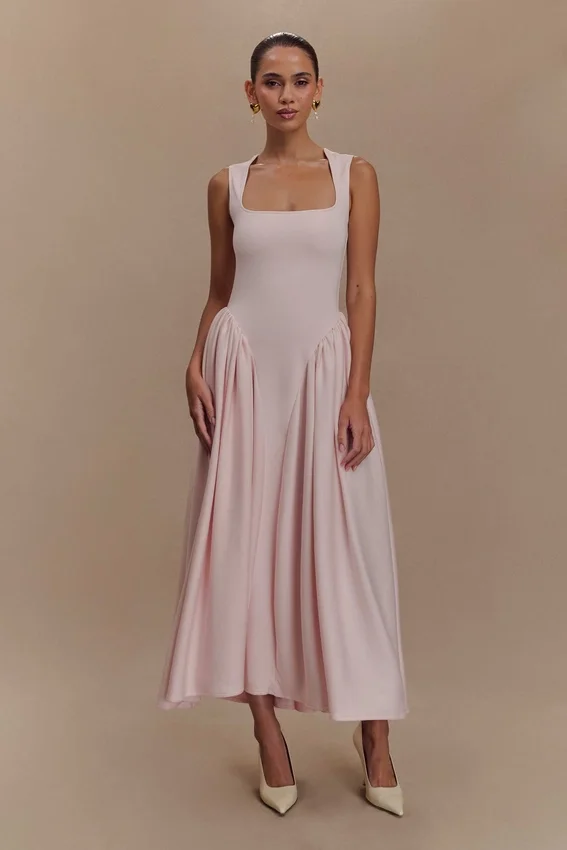 Sharon Scuba Jersey Midi Dress – Ballet Pink Sharon Scuba Jersey Midi Dress – Ballet Pink