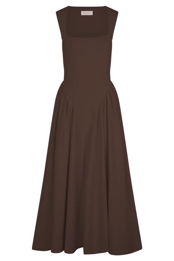 Sharon Scuba Jersey Midi Dress – Cacao Brown Sharon Scuba Jersey Midi Dress – Cacao Brown