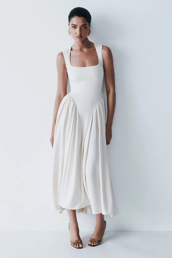 Sharon Scuba Jersey Midi Dress – Ivory Sharon Scuba Jersey Midi Dress – Ivory