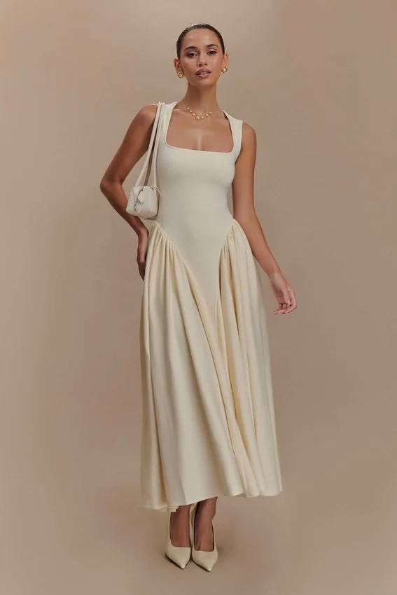 Sharon Scuba Jersey Midi Dress – Ivory Sharon Scuba Jersey Midi Dress – Ivory