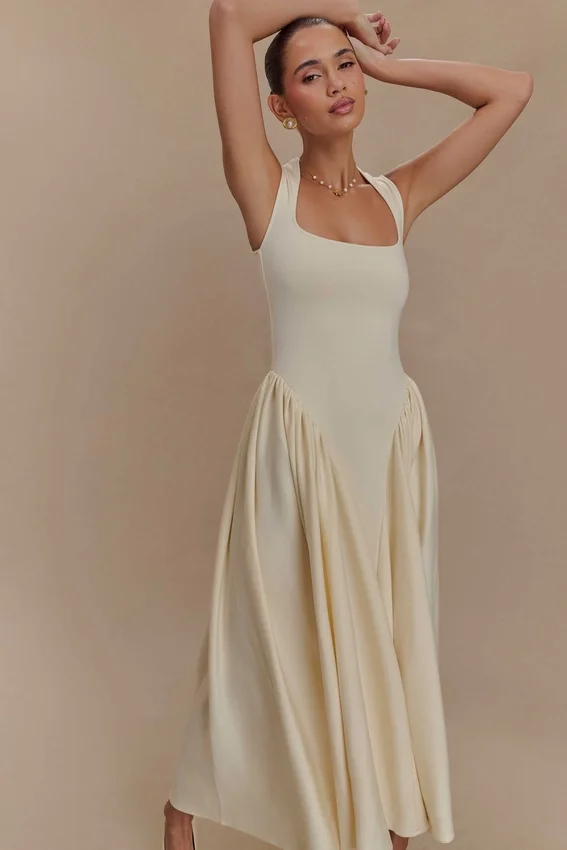 Sharon Scuba Jersey Midi Dress – Ivory Sharon Scuba Jersey Midi Dress – Ivory