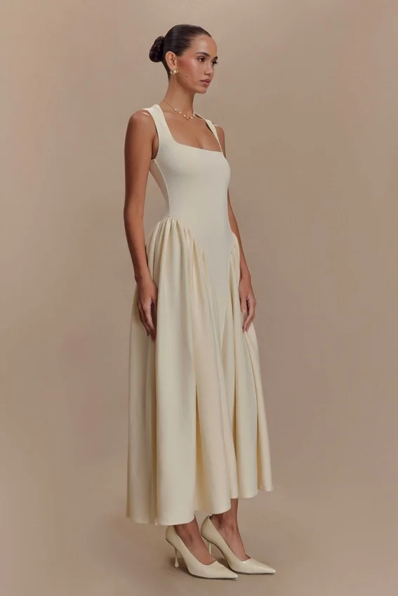 Sharon Scuba Jersey Midi Dress – Ivory Sharon Scuba Jersey Midi Dress – Ivory