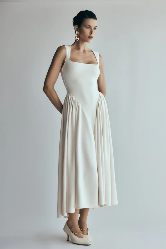 Sharon Scuba Jersey Midi Dress – Ivory Sharon Scuba Jersey Midi Dress – Ivory