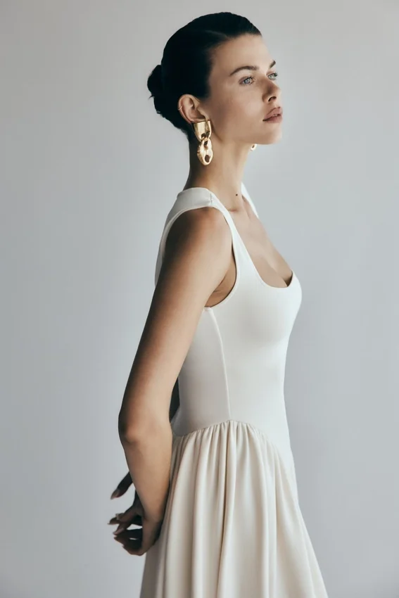 Sharon Scuba Jersey Midi Dress – Ivory Sharon Scuba Jersey Midi Dress – Ivory