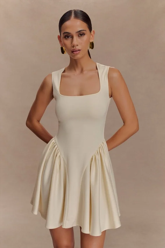 Sharon Scuba Jersey Mini Dress – Ivory Sharon Scuba Jersey Mini Dress – Ivory
