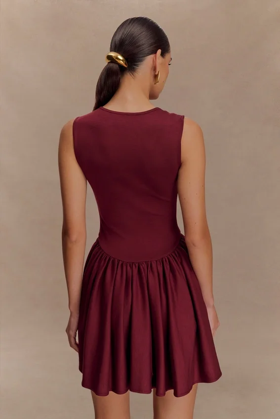 Sharon Scuba Jersey Mini Dress – Wine Sharon Scuba Jersey Mini Dress – Wine