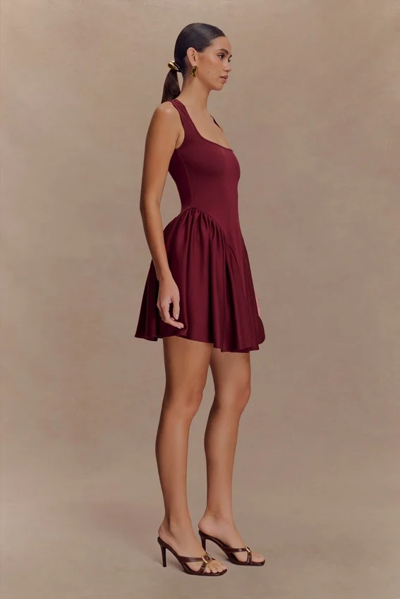 Sharon Scuba Jersey Mini Dress – Wine Sharon Scuba Jersey Mini Dress – Wine