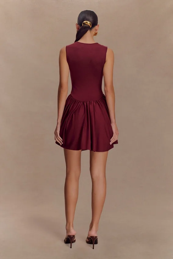 Sharon Scuba Jersey Mini Dress – Wine Sharon Scuba Jersey Mini Dress – Wine