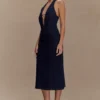 Shauna Denim Halter Midi Dress – Indigo Blue