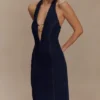 Shauna Denim Halter Midi Dress – Indigo Blue