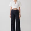 Sienna Flare Mid Rise Denim Jeans – Indigo Pinstripe