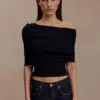 Sierra Asymmetrical Cashmere Blend Knit Top – Black Sierra Asymmetrical Cashmere Blend Knit Top – Black