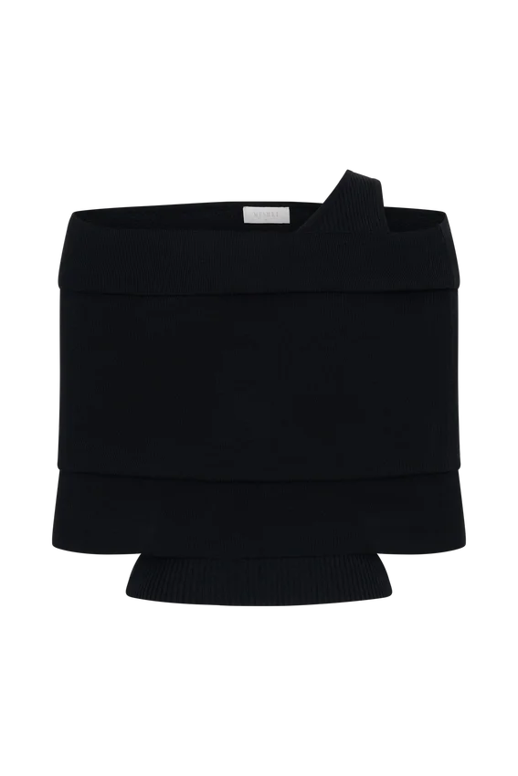 Sierra Asymmetrical Cashmere Blend Knit Top – Black Sierra Asymmetrical Cashmere Blend Knit Top – Black