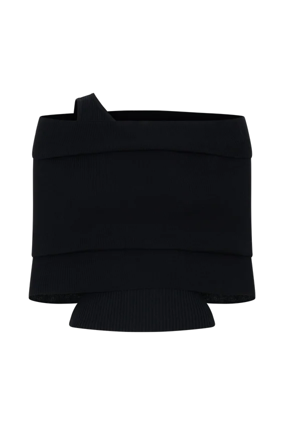 Sierra Asymmetrical Cashmere Blend Knit Top – Black Sierra Asymmetrical Cashmere Blend Knit Top – Black