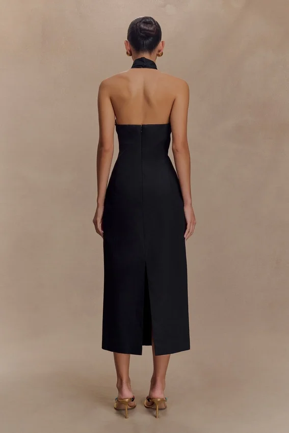 Simona Halter Neck Midi Dress – Black Simona Halter Neck Midi Dress – Black