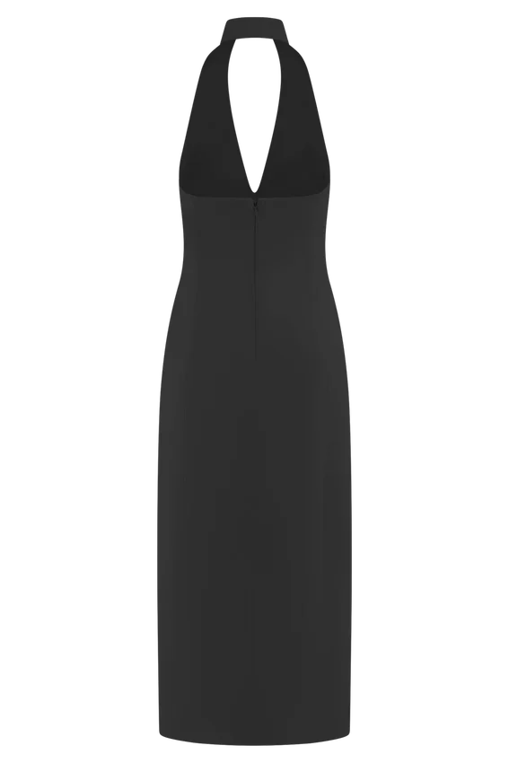 Simona Halter Neck Midi Dress – Black Simona Halter Neck Midi Dress – Black