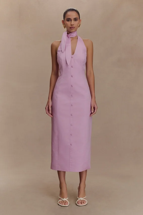 Simona Halter Neck Midi Dress – Blush Pink Simona Halter Neck Midi Dress – Blush Pink
