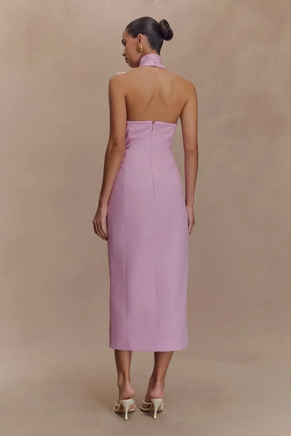 Simona Halter Neck Midi Dress – Blush Pink Simona Halter Neck Midi Dress – Blush Pink