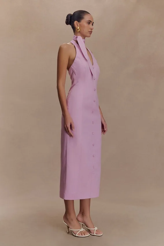 Simona Halter Neck Midi Dress – Blush Pink Simona Halter Neck Midi Dress – Blush Pink