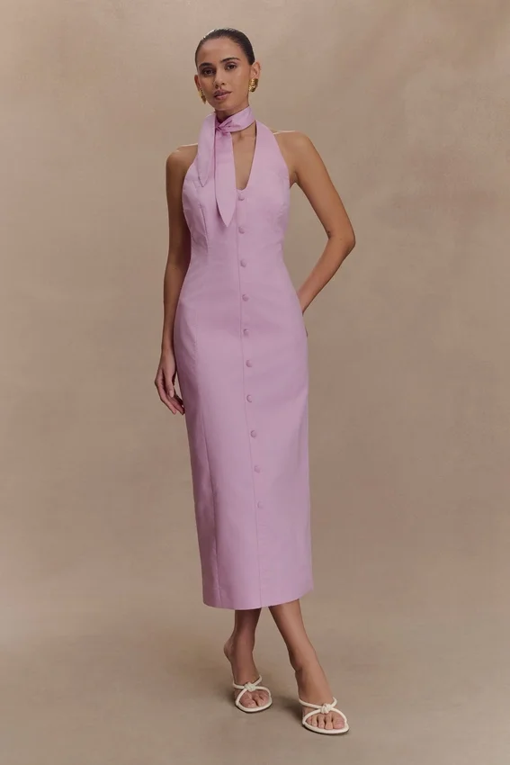 Simona Halter Neck Midi Dress – Blush Pink Simona Halter Neck Midi Dress – Blush Pink