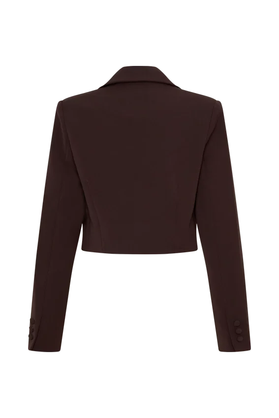 Simone Cropped Suiting Blazer – Dark Chocolate Simone Cropped Suiting Blazer – Dark Chocolate