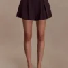 Simone Pleated Suiting Short – Dark Chocolate
