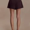 Simone Pleated Suiting Short – Dark Chocolate