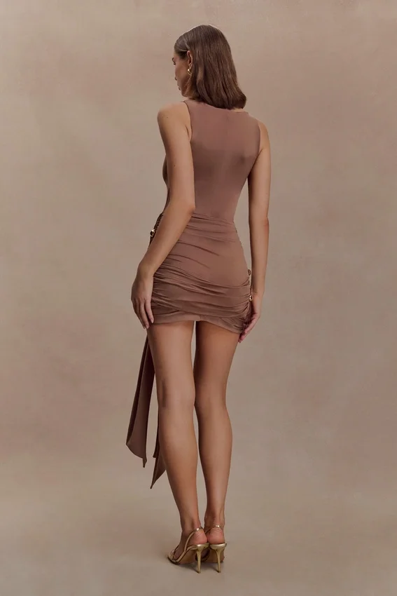 Sinead Slinky Mini Dress With Hardware – Mocha Sinead Slinky Mini Dress With Hardware – Mocha