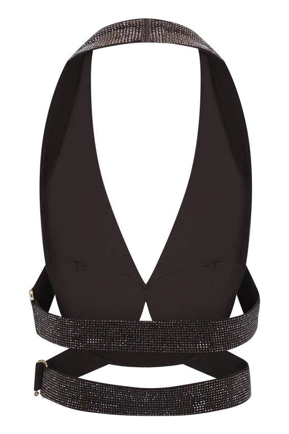 Siren Satin And Diamante Halter Top – Dark Chocolate Siren Satin And Diamante Halter Top – Dark Chocolate