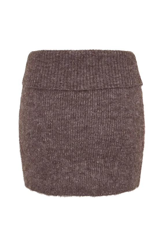 Skylaine Knit Mini Skirt – Brown Marle Skylaine Knit Mini Skirt – Brown Marle