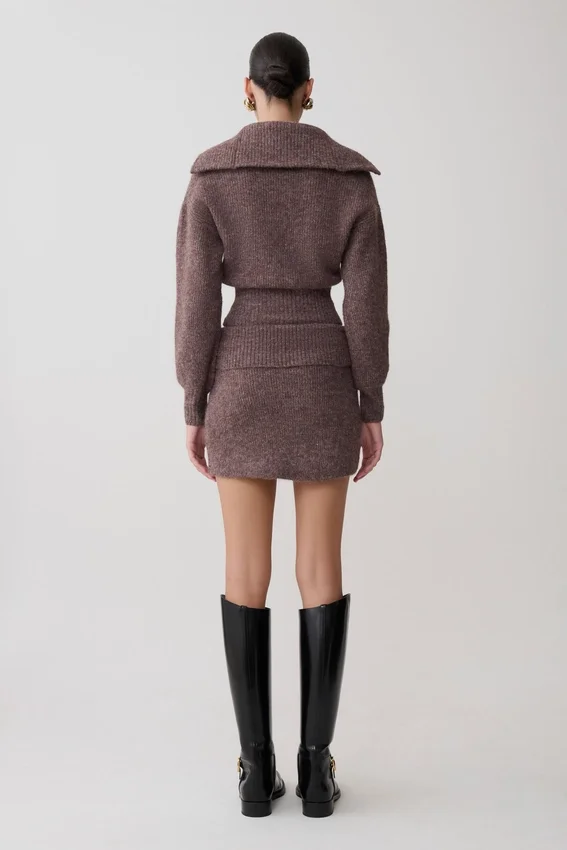 Skylaine Knit Mini Skirt – Brown Marle Skylaine Knit Mini Skirt – Brown Marle