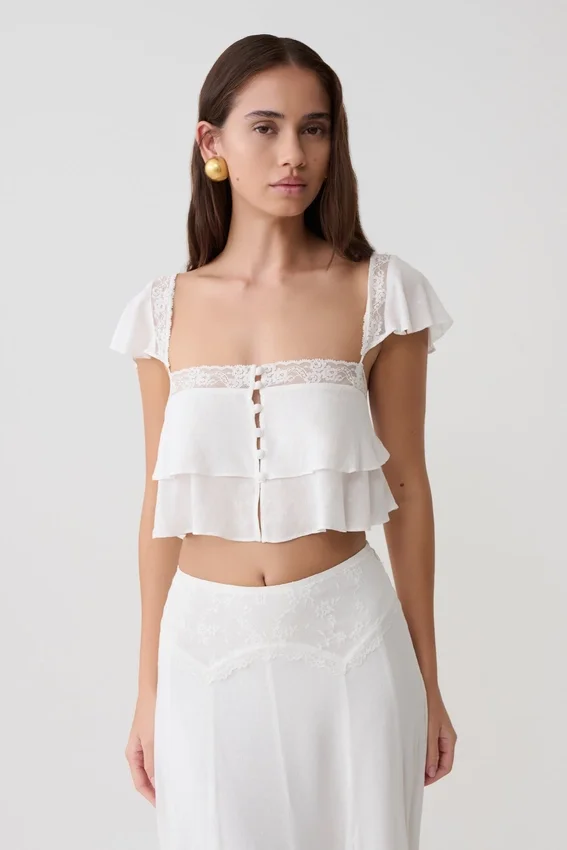 Skylar Lace Sleeveless Crop Top – White Skylar Lace Sleeveless Crop Top – White